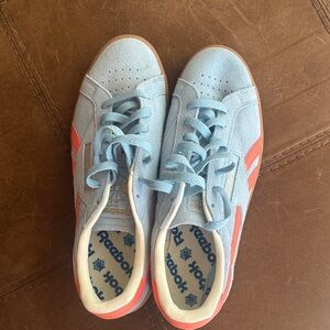 Reebok women Classic Light Blue & Coral Suede Sneakers